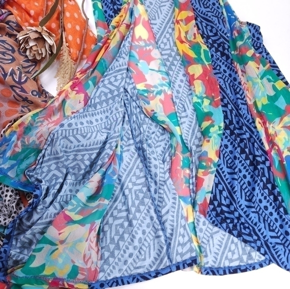 Soft Surroundings Multicolored Sheer Cascade Vest Sz S/M - Picture 6 of 12